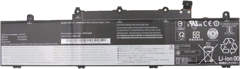 L19D3PD5 SB10X02605 5B10X02594 5B10X02600 L19M3PD5 5B10X02606 Laptop Battery Replacement for Lenovo ThinkPad E14 E15 2nd Gen Series(11.34V 45Wh) - JS Bazar