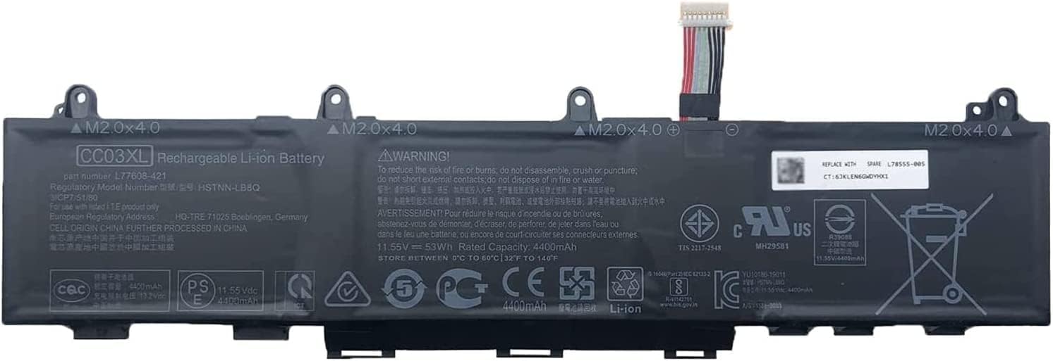 CC03XL HSTNN-DB9Q L77608-2C1 HSTNN-IB9F L77608-1C1 Laptop Battery Replacement for HP ZBook Firefly 14 G7 G8 Series(11.55V 53Wh) Laptop Batteries JS Bazar
