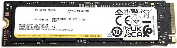 Samsung PM9A1 MZ-VL21T00 1TB Gen4 NVMe M.2 Internal SSD, TLC NAND, Black : MZ-VL21T00