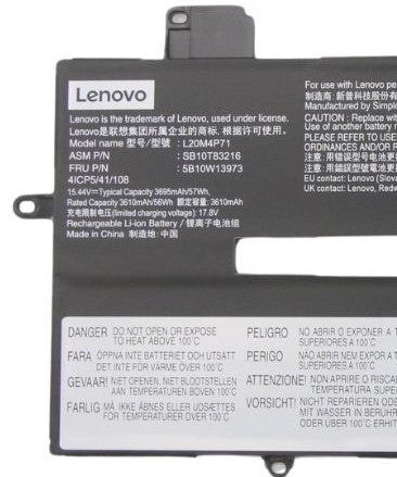 Lenovo Battery 4-cell, 57Wh, 15.44V, Li-ion, L20M4P71 SB10T83216 for ThinkPad X1 Carbon (Gen 9,10,11) | X1 Yoga (Gen 6,7,8) Laptop Battery Lenovo