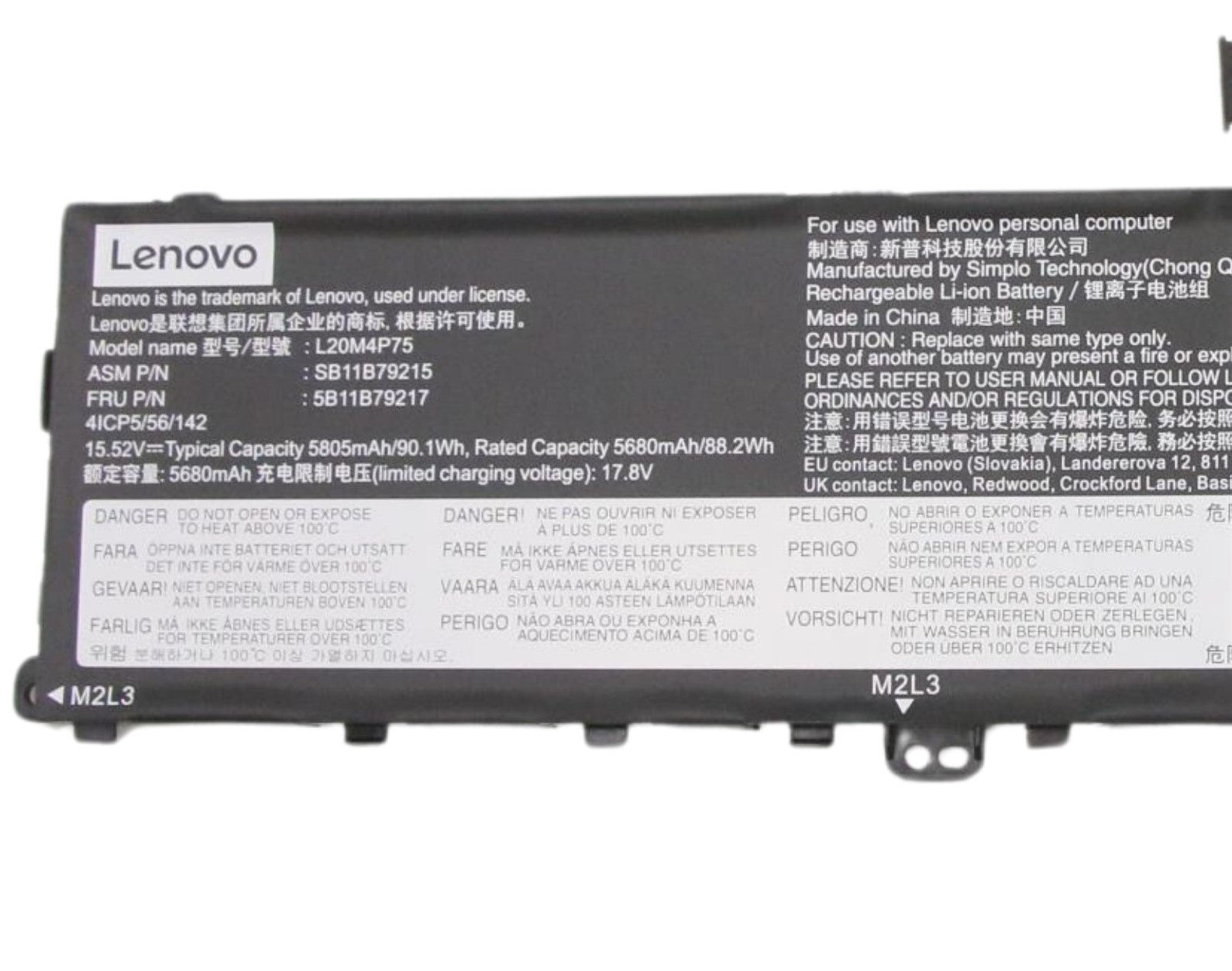 L20M4P75 L20D4P75 SB11B79215 Battery Replacement for Lenovo ThinkPad P1 Gen 4 Type 20Y3 20Y4 Gen 5 Type 21DC, 21DD Extreme 4th Gen Type 20Y5,20Y6 Gen 5 Type 21DE 21DF Series SB11B79216 Laptop Battery Lenovo