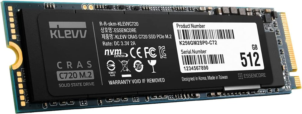Klevv Cras C720 M.2 NVMe Internal Solid State Drive, PCle Gen3 x4, 512GB, 3D TLC NAND R/W, Up to 3400MB/s & 2400MB/s : K512GM2SP0-C72 - JS Bazar