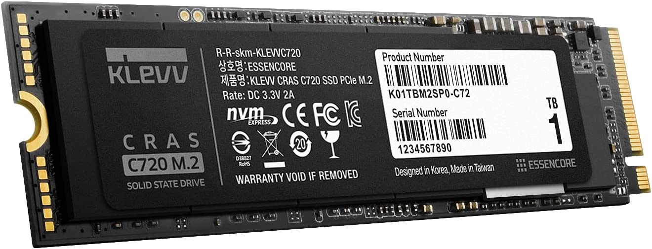 Klevv Cras C720 M.2 NVMe Internal Solid State Drive, PCle Gen3 x4, 1TB, 3D TLC Nand R/W, Up to 3400MB/s & 3100MB/s : K01TBM2SP0-C72 Hard Drives JS Bazar