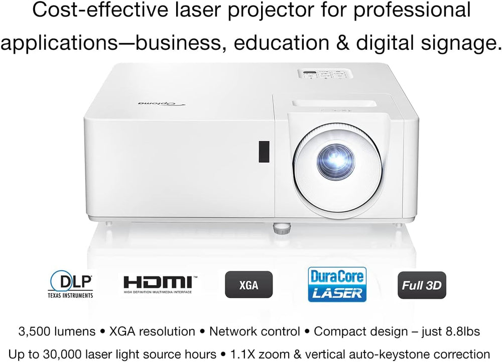 Optoma ZX300 XGA DuraCore Laser Projector, 3500 ANSI Lumens, DLP Technology, XGA (1024x768) Resolution, 4:3 Format - JS Bazar