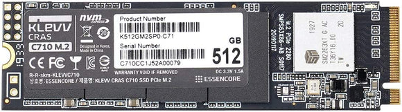 Klevv Cras C710 512gb M.2 Pcie 3x4 Nvme 3D NAND Internal SSD Read Speed 2,050MB/S / Maximum Write Speed 1,650MB/S : K512GM2SP0-C71