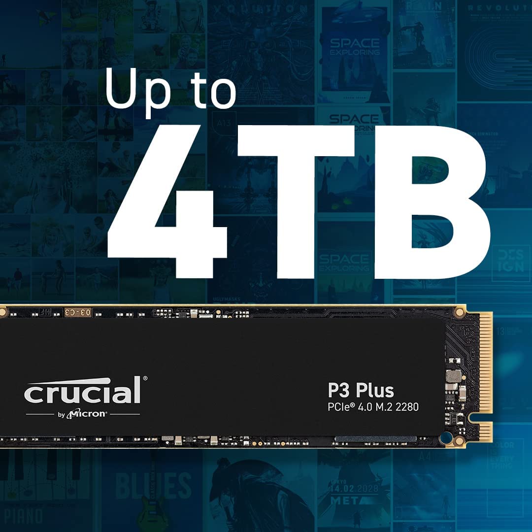 Crucial 4TB P3 Plus NVMe PCIe 4.0 Internal SSD, Micron 3D NAND, 1.5Mn Hour MTTF : CT4000P3PSSD8 Hard Drives JS Bazar