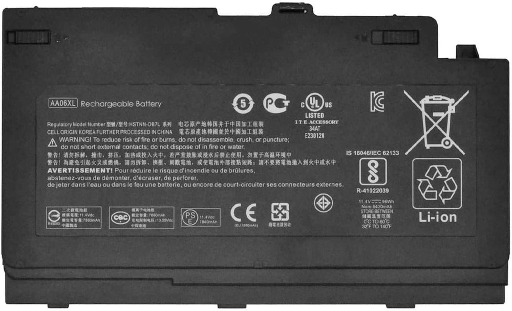 Replacement AA06XL 852711-850 Battery for HP ZBook 17 G4 Z3R03UT Z3R03AA 852527-241 HSTNN-DB7L 11.4V 96Wh 6 Cell - JS Bazar