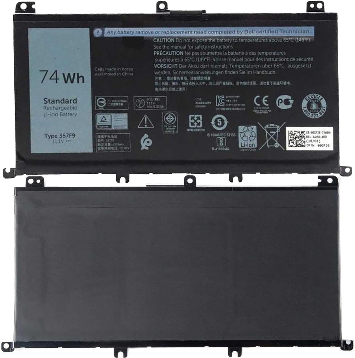 DELL 357F9 Laptop Battery Replacement for Dell 15 7559 7557 5576 5577 7566 7567 7759 INS15PD NS15PD Series 357F9, 0GFJ6, 71JF4