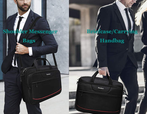 Laptop Bag 15.6" Travel Briefcase Hybrid Shoulder Bag Water Resistant Dustproof Business Messenger Briefcase Black - JS Bazar