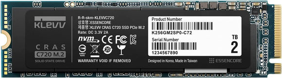 KLEVV CRAS C930 2TB M.2 NVMe PCIe Gen4x4 Solid State Drive 3D NAND, Black : K02TBM2SP0-C93
