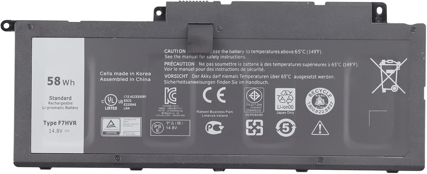 F7HVR Dell Laptop Battery for Dell Insprion 14 7437 Dell Inspiron 15 7537 Series Dell Insprion 17 7737 Series F7HVR JR9TD Y1FGD 62VNH 062VNH G4YJM T2T3J 89JW7 17HR-1728T 451-BBEO 58Wh 14.8V 4-Cell Laptop Batteries JS Bazar