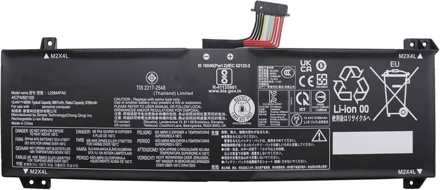 L22M4PA0 L22B4PA0 L22D4PA0 L22X4PA0 Laptop Battery Replacement for Lenovo LOQ 15APH8 15IRH8 16APH8 16IRH8 / IdeaPad 1-15IAU7 / Legion Slim 5-16APH8 5-16IRH8 Series(15.44V 60Wh) Laptop Batteries JS Bazar