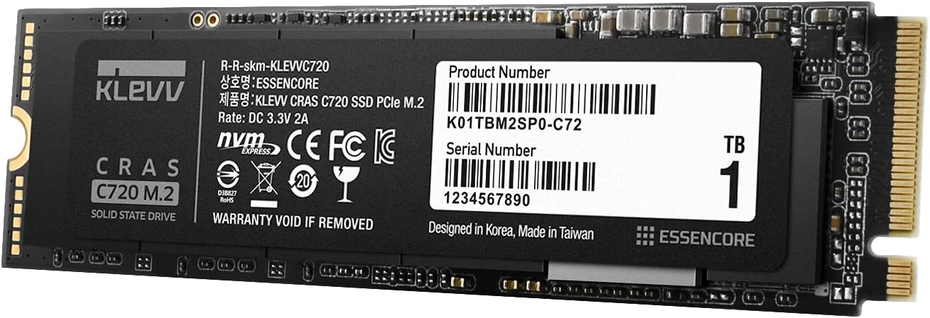 Klevv Cras C720 M.2 NVMe Internal Solid State Drive, PCle Gen3 x4, 1TB, 3D TLC Nand R/W, Up to 3400MB/s & 3100MB/s : K01TBM2SP0-C72 Hard Drives JS Bazar