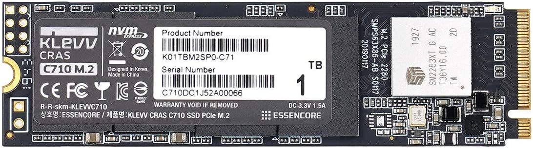 Klevv Cras C710 1TB M.2 Pcie 3x4 Nvme 3D NAND Internal (SSD) Read Speed 2,050MB/S / Maximum Write Speed 1,650MB/S : K01TBM2SP0-C71 Hard Drives JS Bazar