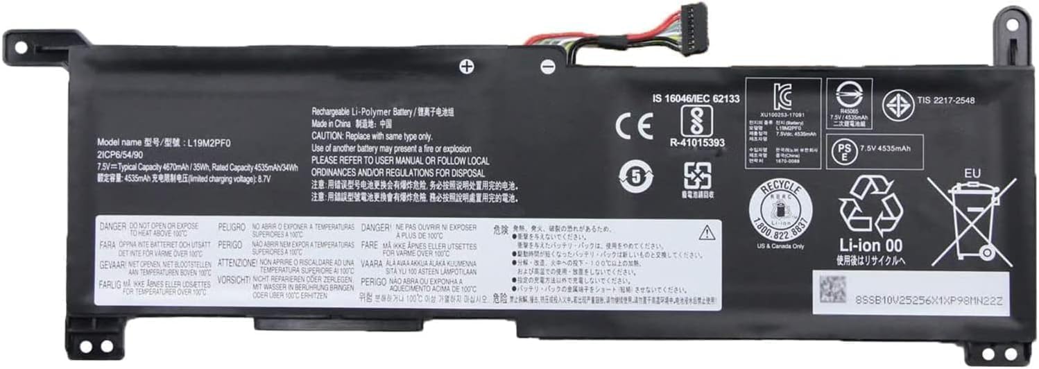 L19M2PF0 5B10V25257 5B10W67171 L16L2PB3 5B10V25259 SB10V25256 Laptop Battery Replacement for Lenovo Ideapad Slim 1-11AST-05 1-14AST-05 Series(7.5V 35Wh) Laptop Batteries JS Bazar