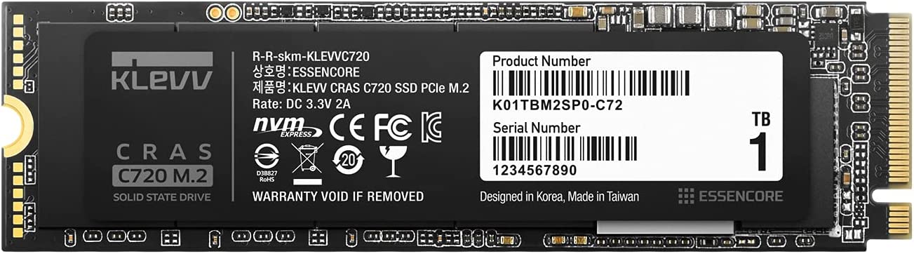Klevv Cras C720 M.2 NVMe Internal Solid State Drive, PCle Gen3 x4, 1TB, 3D TLC Nand R/W, Up to 3400MB/s & 3100MB/s : K01TBM2SP0-C72 Hard Drives JS Bazar