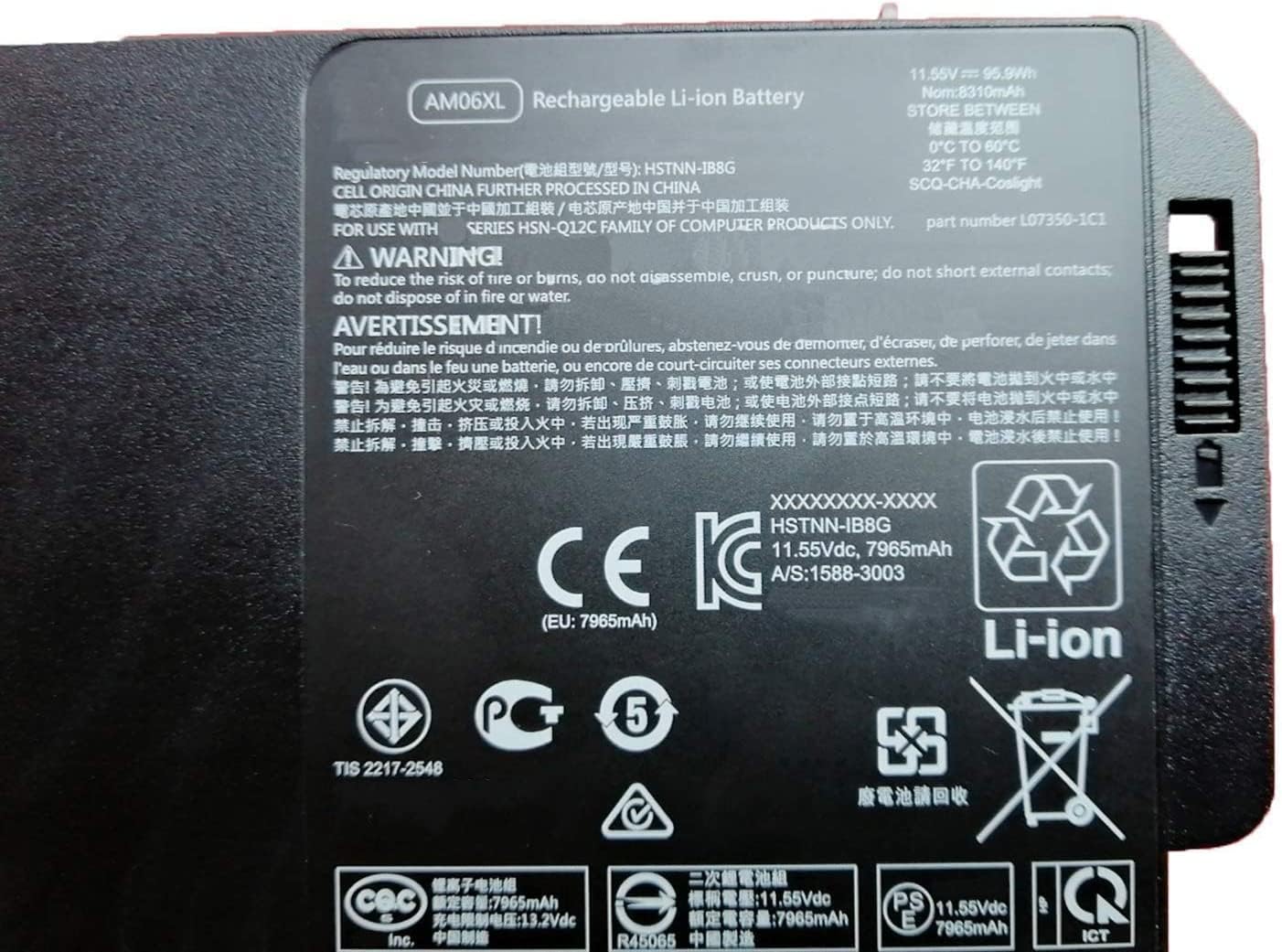 AM06XL AMO6XL HSTNN-IB8G L07350-1C1 L07044-855 AM06095XL HSN-Q12C Laptop Battery Replacement for HP ZBook 17 G5 G6 Series(11.55V 95.9Wh) Laptop Batteries JS Bazar
