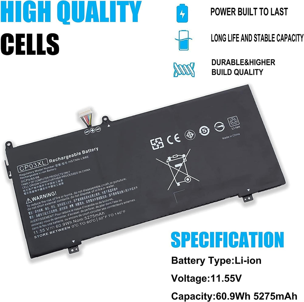CP03XL Battery for HP Spectre X360 13-AE000 Series:13-AE011DX 13-AE012DX 13-AE001NG 13-AE006NO 13-AE013DX 13-AE091MS 13-AE0XX - JS Bazar