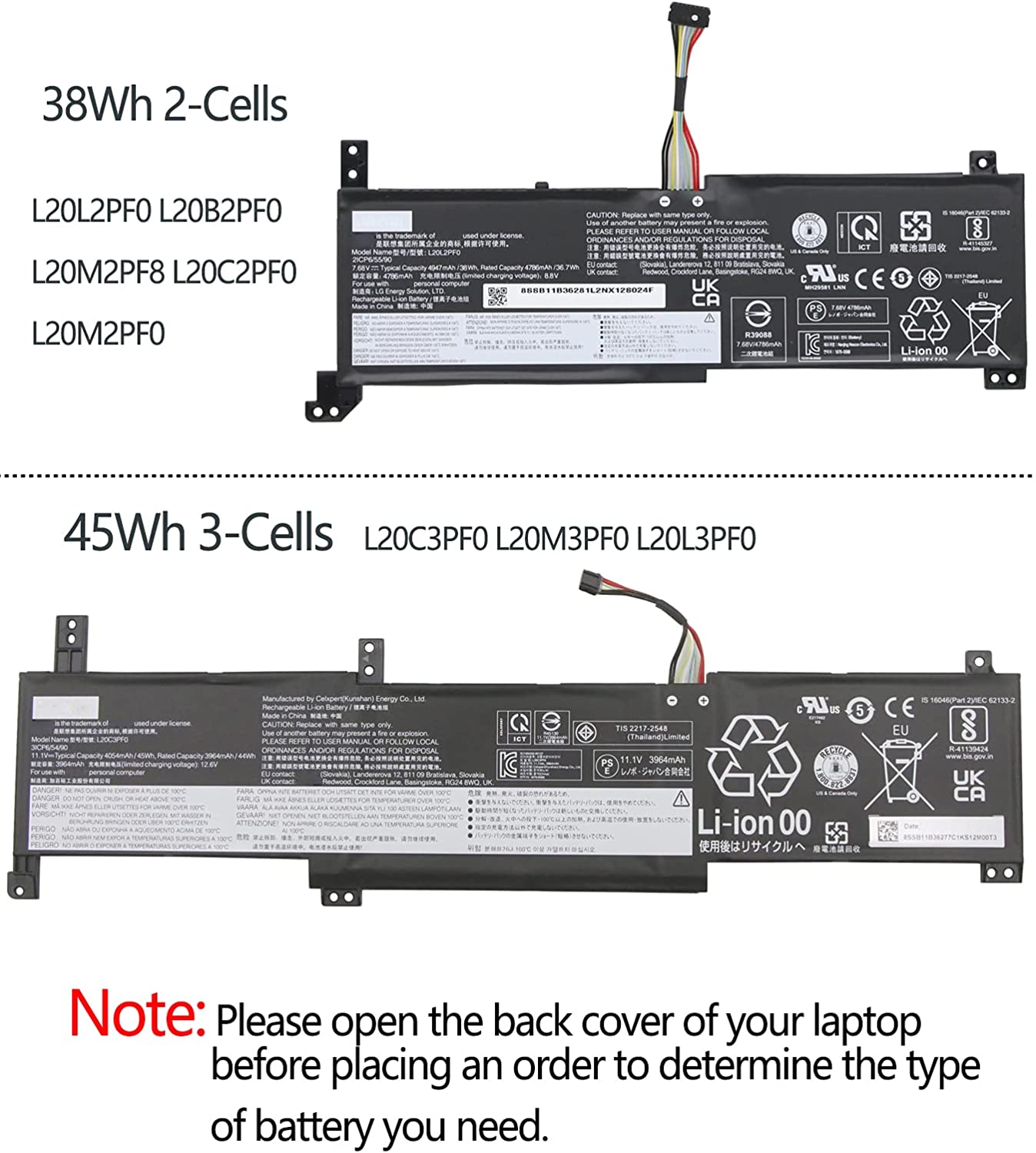 L20L2PF0 L20C2PF0 L20M2PF0 L20L3PF0 L20C3PF0 L20M3PF0 Battery For Lenovo IdeaPad 3-14ALC6 Gen 6 V14 V15 V17 G2 ITL Laptop Batteries JS Bazar