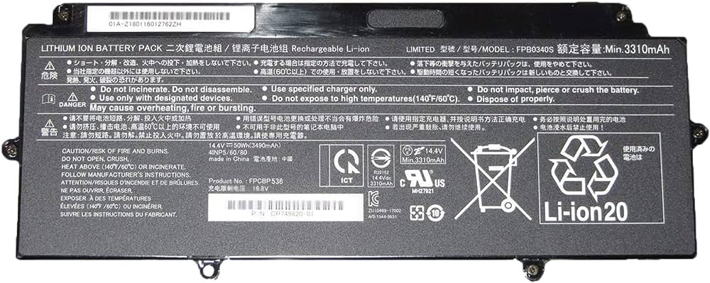 FPCBP536 FPB0340S CP730401-01 CP737634-01 CP749820-01 CP760852-03 4INP5/60/80 Laptop Battery Replacement for Fujitsu LifeBook U937 U938 U937-P580DE - JS Bazar
