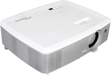 Optoma EH400 Projector, DLP Display Technology, 4000 ANSI Lumens, 33.5" to 306" Display Size, 1.1x Zoom, 16:9 Aspect Ratio, 2*HDMI