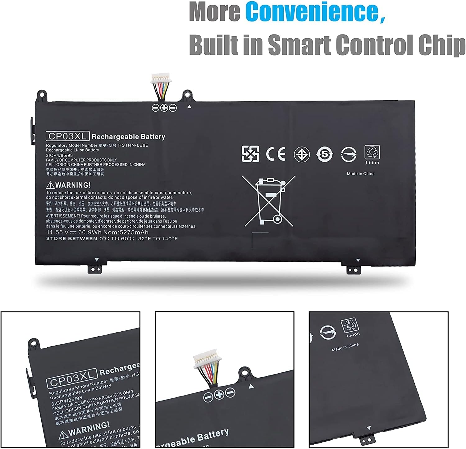 CP03XL Battery for HP Spectre X360 13-AE000 Series:13-AE011DX 13-AE012DX 13-AE001NG 13-AE006NO 13-AE013DX 13-AE091MS 13-AE0XX Laptop Batteries JS Bazar
