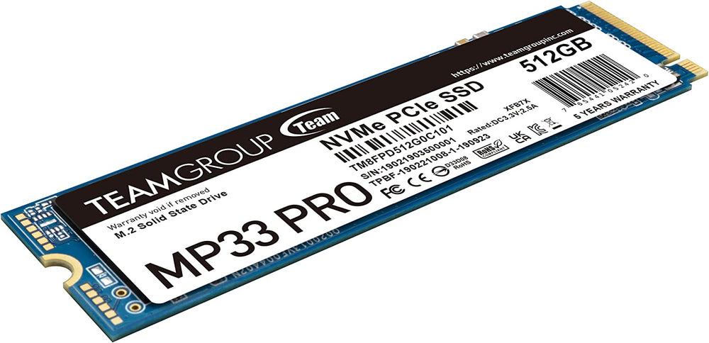Team Group MP33 PRO 512GB M.2 PCIe Internal SSD, NVMe 1.3, PCIe Gen3x4 M.2 2280 : TM8FPD512G0C101 - JS Bazar