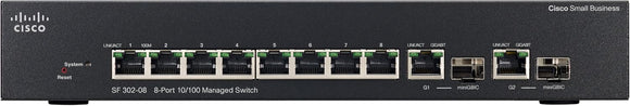 SF302-08PP - Cisco Small Business 300 Series Managed Switches, 8 10/100 PoE+ ports with 62W power budget, 2 combo mini-GBIC ports Networking Switches JS Bazar