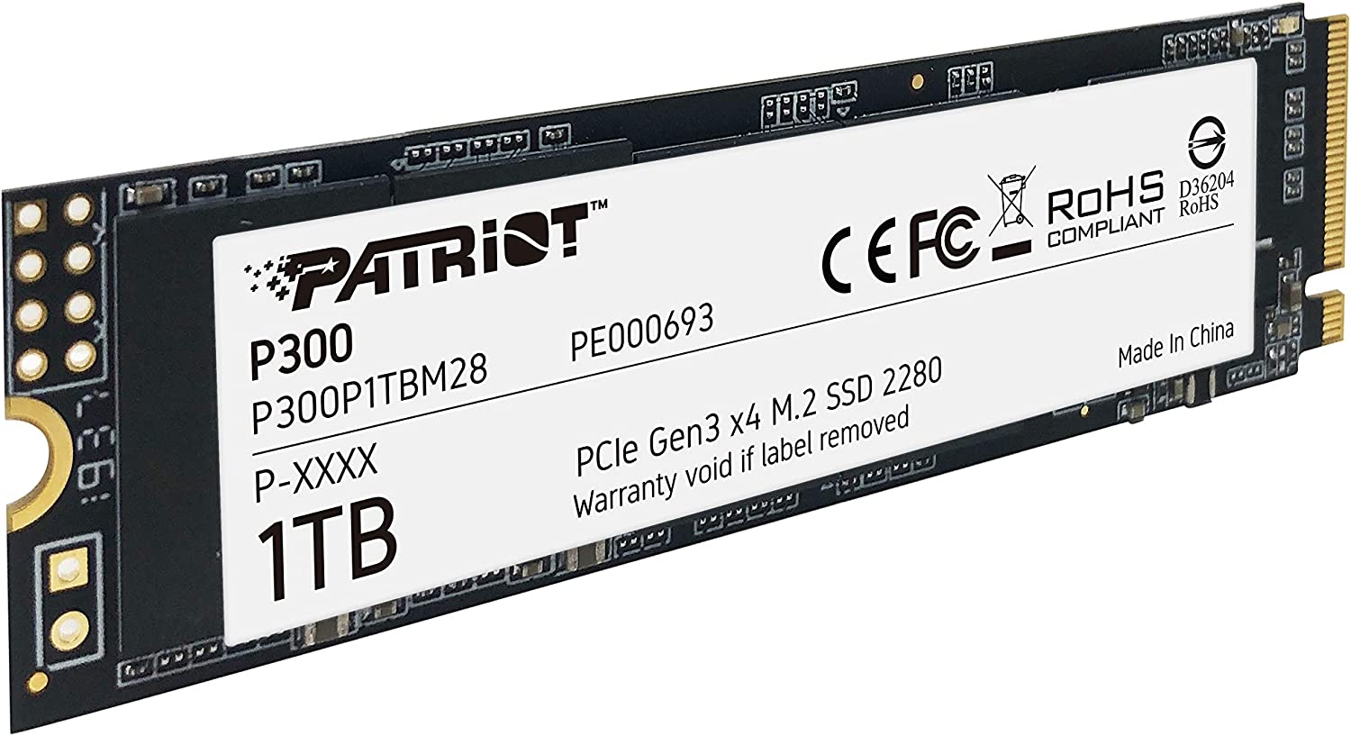 Patriot P300 M.2 2280 1TB PCIe Internal Solid State Drive, Gen3 x4, NVMe 1.3, (SSD) : P300P1TBM28 Hard Drives JS Bazar
