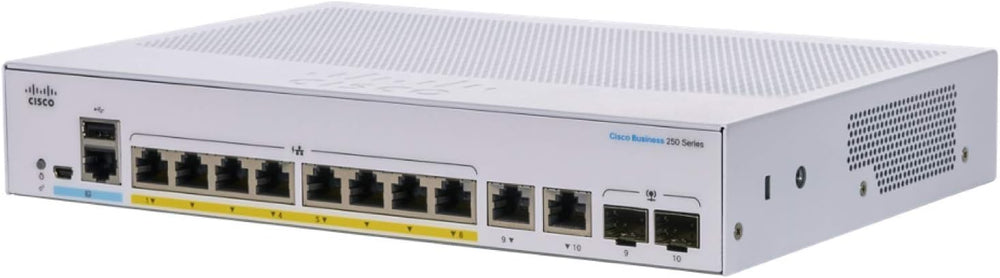 BS250-8T-E-2G - Cisco Business 250 Series Smart Switches, Cisco Business 250 Switch, 8 10/100/1000 ports, 2 Gigabit copper/SFP combo ports