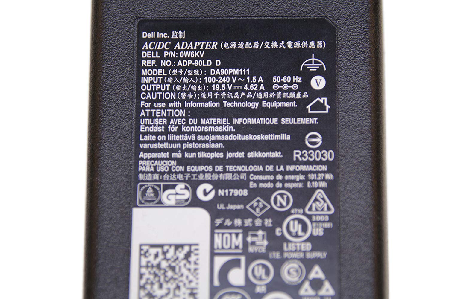 90W Dell Laptop charger for Dell Alienware M11x, Vostro 3700, Vostro 3750, Model 9T215 19.5V/4.62A (7.4mm*5.0mm) Laptop Charger JS Bazar