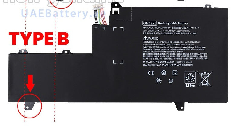 HP Battery OM03XL for HP EliteBook X360 1030 G2 HSTNN-IB70 (863280-855, 863167-1B1) - JS Bazar