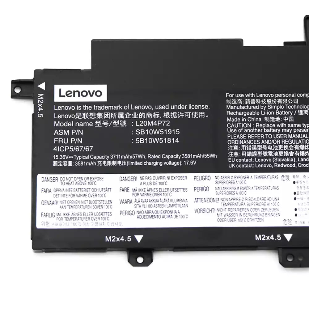 L20M4P72 SB10W51915 5B10W51814 Laptop Battery For Lenovo ThinkPad T14s Gen2 L20L4P72 L20C4P72 L20D4P72 3711mAh 15.36V Laptop Battery Lenovo