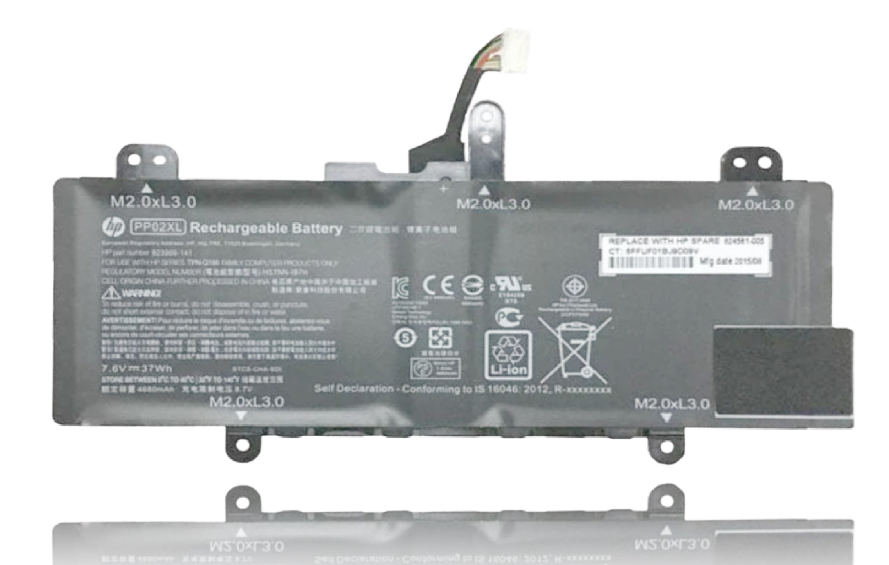 7.6V 37Wh PP02XL original Laptop Battery Compatible With HP HSTNN-IB7H, PP02XL, PPO2XL, TPN-Q166. 823909-141, 824561-005, PP02XL HSTNN-LB6M Laptop Batteries JS Bazar