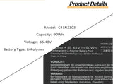 C41N2303 90Wh Battery for ASUS ROG Zephyrus G16 GU605MV GU605M GU605MI GU605MV TUF Gaming A16 FA608 FA608WI FA608WU FA608WV Series 0B200-04450000 4ICP3/76/139&nbsp;15.48V 5814mAh Laptop Batteries JS Bazar