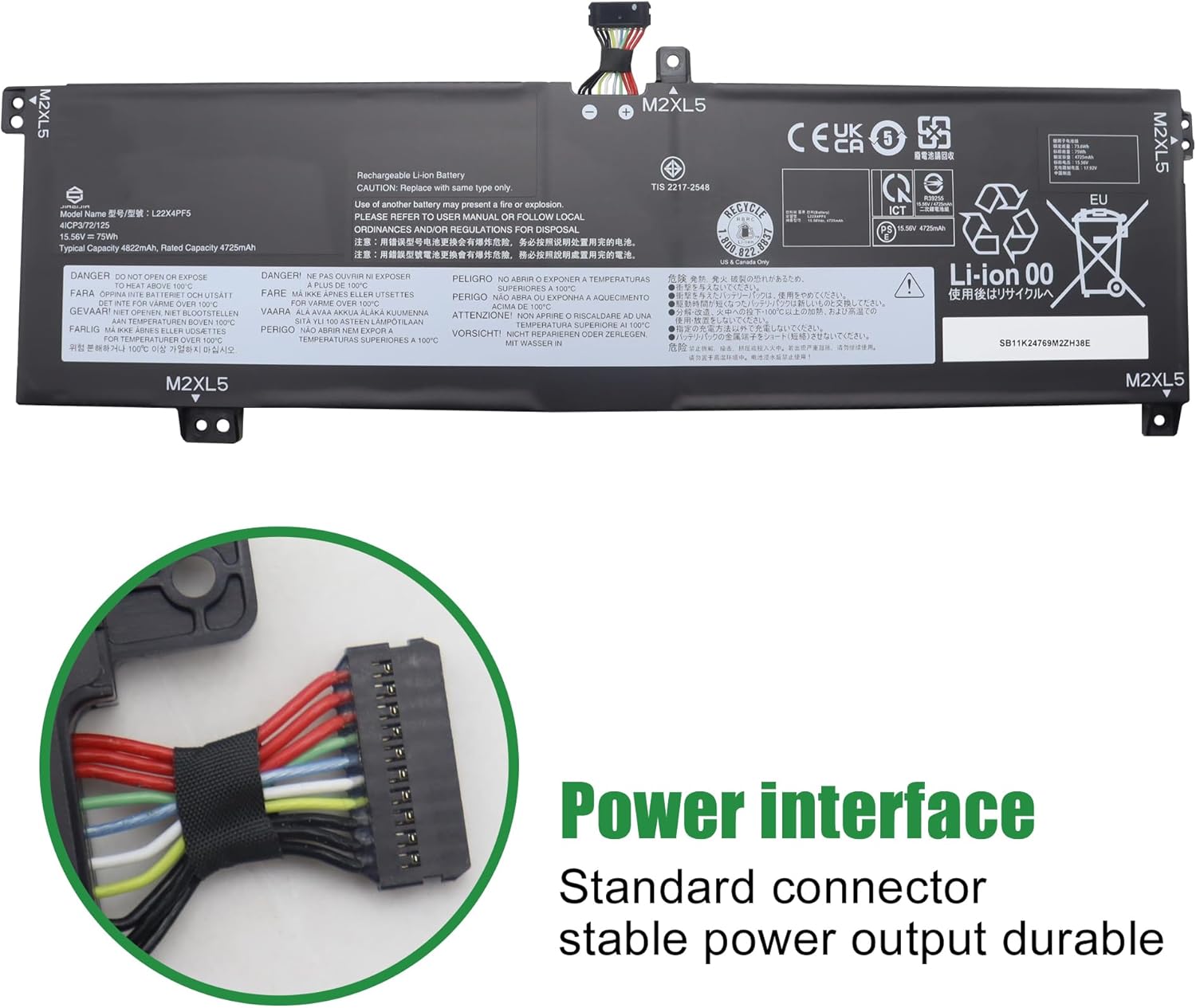 L22B4PE0 Laptop Battery Replacement for Lenovo ThinkBook 14 G6 ABP IRL K14 G2 IRU Series SB11L67319 5B11L67335 SB11N47475 5B11N47446 L22M4PE0 SB11L67315 5B11L67337 L22D4PE0 15.36V 60Wh Laptop Batteries JS Bazar