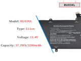 BU03XL Laptop Battery for HP Chromebook 14 G4 14-AK 14-AK001NA 14-AK005NF 14-AK000NZ 14-AK010NR 14-AK039WM 14-AK013DX 14-AK060NR BU03037XL HSTNN-IB7F 816498-1B1 816609-005 BU03037XL-PL 11.4V 37.3Wh Laptop Batteries JS Bazar