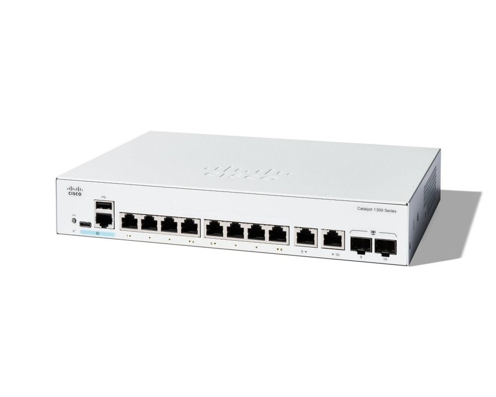 Cisco Catalyst 1300-8T-E-2G Managed Switch, 8 Port GE, Ext PS, 2x1GE Combo (C1300-8T-E-2G)