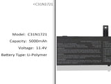 C31N1721 Replacement Battery Compatible for E406MA-BV026TS E406SA-EB087T Book E406MA-EK278TS Book E406MA-EB003T E406SA-BV153T E406MA-BV149T BOOK E406SA-BV009T (5000mAh/11.4V), 0B200-02830100 Laptop Batteries JS Bazar