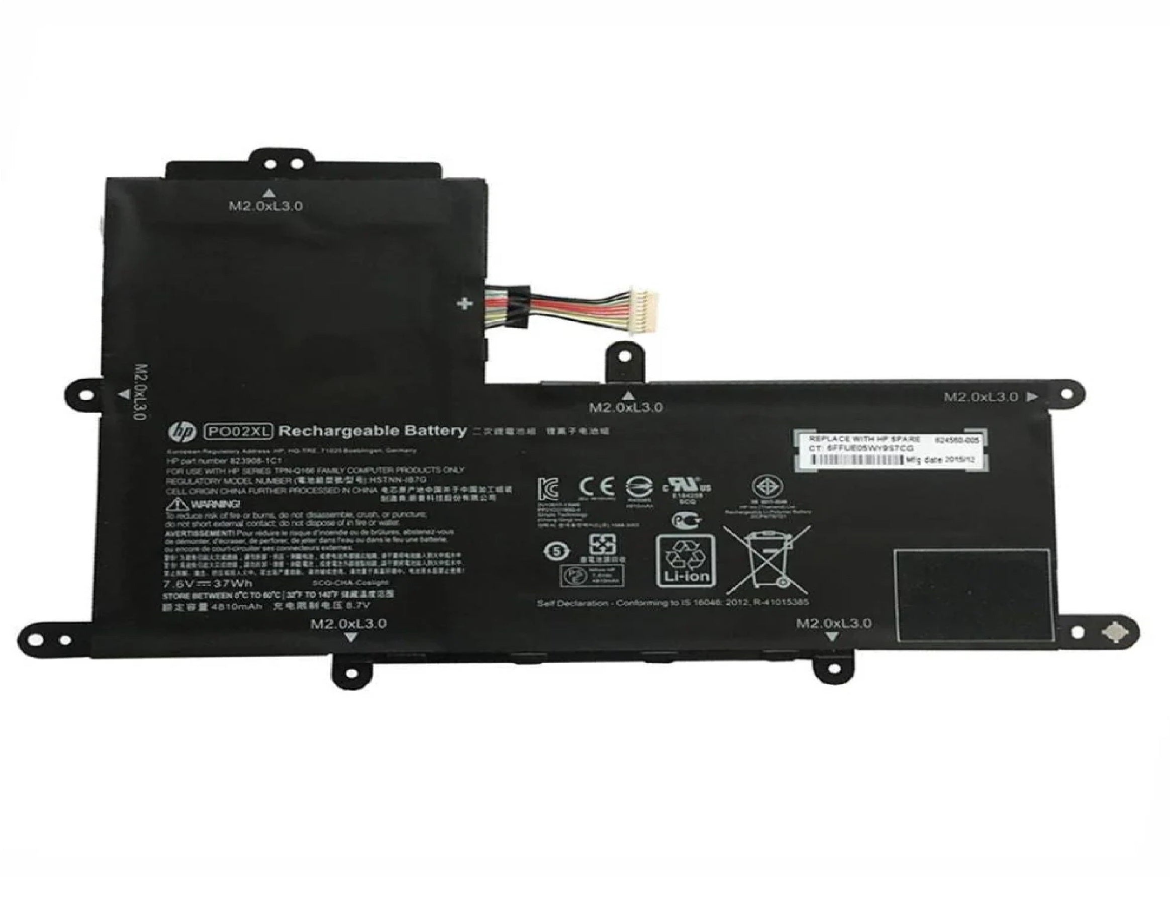 7.6V 37Wh PO02XL original Laptop Battery Compatible With HP Stream 11-R 11-R000 11-R014WM 11-R010NR 11-R015WN 11-R015WM Pro G2 G3 Series Laptop Batteries JS Bazar