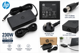 Original HP 230W charger with UK 3-pin power cord, 19.5V 11.8A, 7.4 x 5.0mm