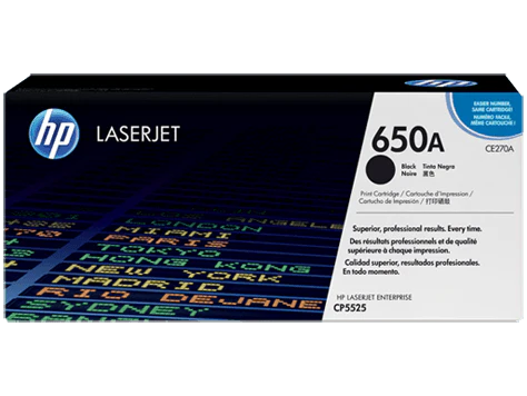 HP 650A Color LaserJet CE270A Black Print Cartridge