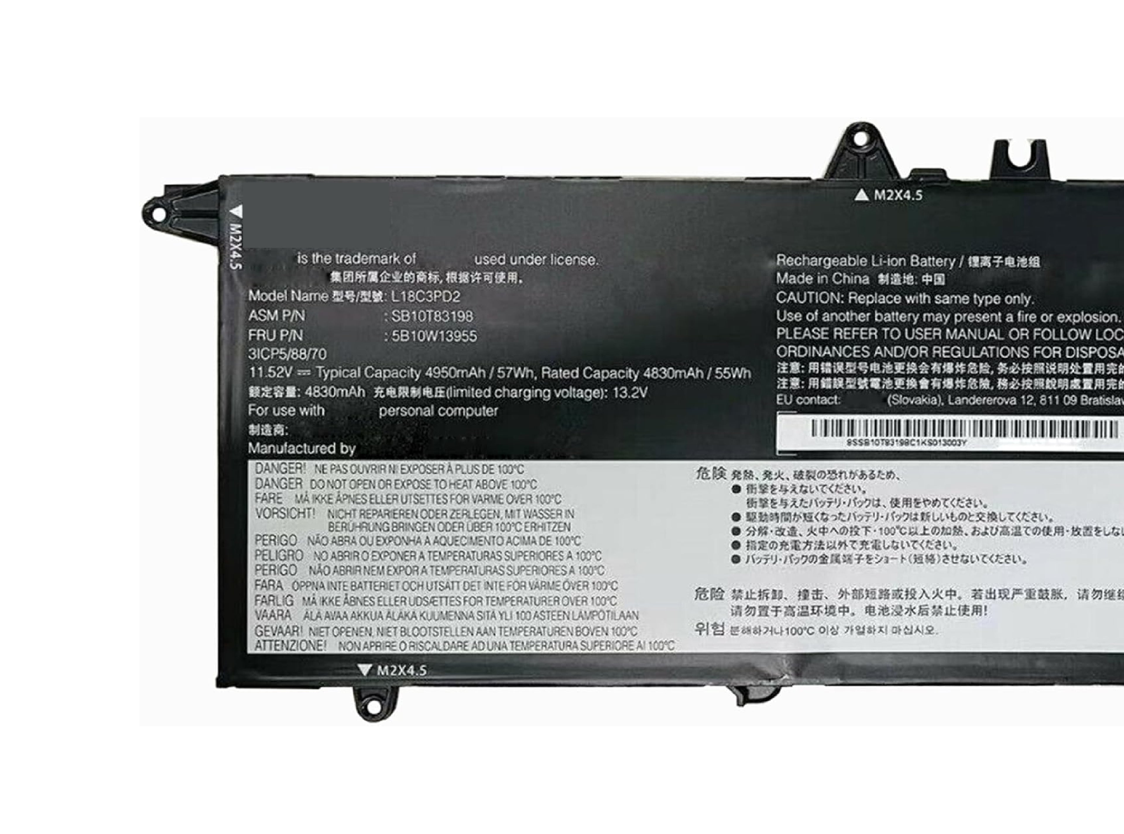 L18C3PD2 Laptop Battery 57Wh Compatible with Lenovo ThinkPad T14S T490S T495S Series L18L3PD1 L18M3PD1 L18M3PD2 L18C3PD1 SB10T83198 SB10K97651 SB10K97652 SB10K97653 SB10K97654 SB10T83123 Laptop Batteries JS Bazar