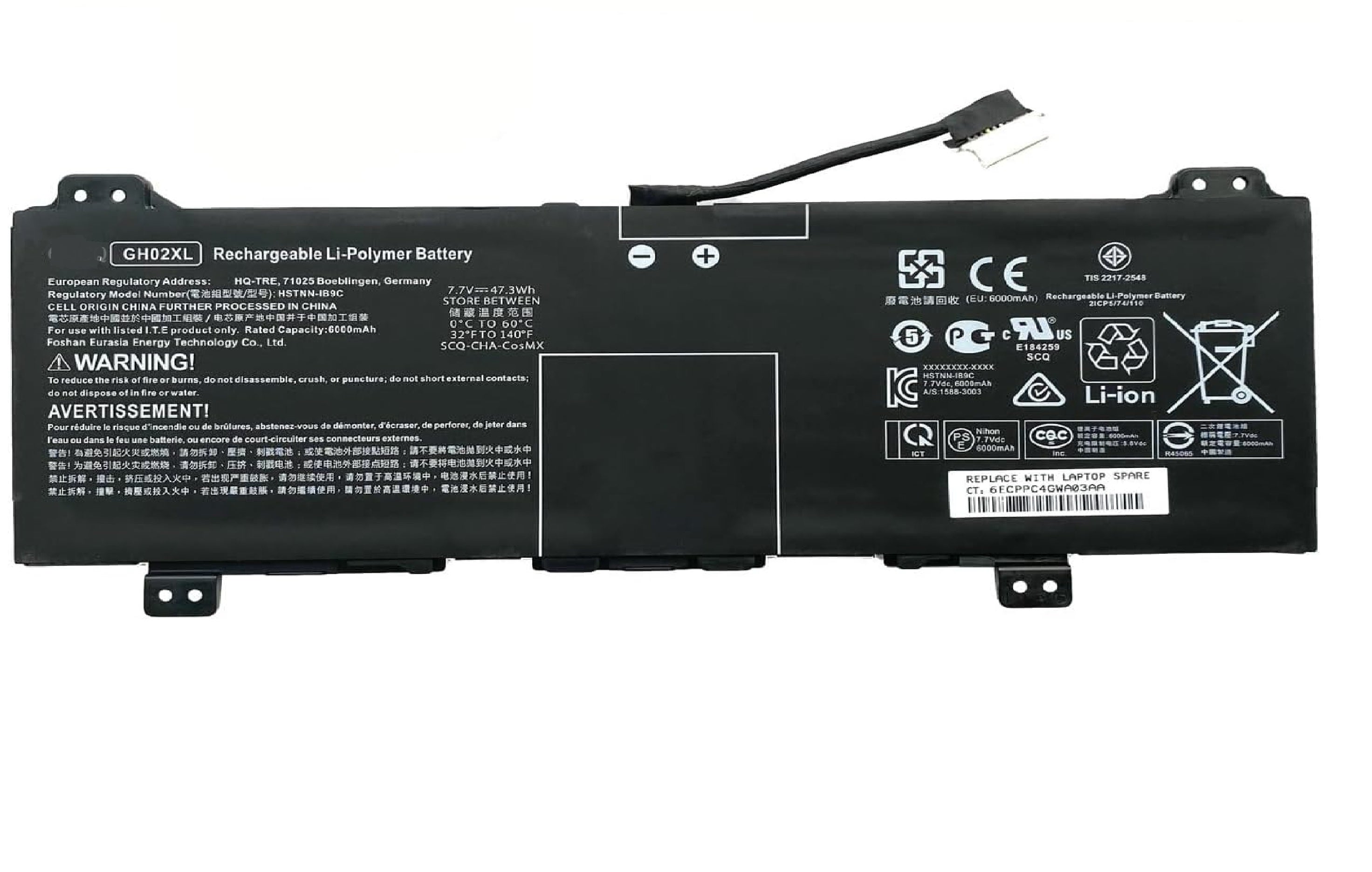 Original GH02XL HP Chromebook 14 G6 1A715UT, Chromebook 14A-NA0010NO Laptop Battery Laptop Batteries JS Bazar
