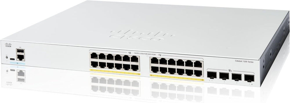 Cisco Catalyst 1200-24FP-4X Smart Switch, 24 Port GE, Full PoE, 4x10GE SFP+