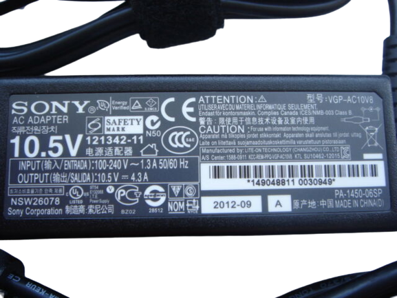 45W Sony Vaio Pro 11 13 Duo 11 13 Series PA-1450-06SP VGP-AC10V7 VGP-AC10V8 VGP-AC10V9 VGP-AC10V10 Replacement Laptop Adapter Laptop Charger JS Bazar