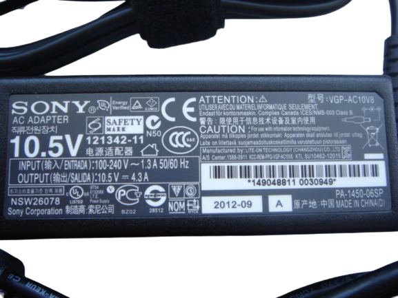 45W Sony Vaio Pro 11 13 Duo 11 13 Series PA-1450-06SP VGP-AC10V7 VGP-AC10V8 VGP-AC10V9 VGP-AC10V10 Replacement Laptop Adapter