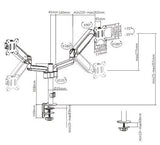 Dual Monitors Pole-Mounted Gas Spring Monitor Arm | LDT48-C024 Desktop Mount JS Bazar