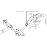 Dual Monitors Elemental Wall-Mounted Gas Spring Monitor Arm | LDA32-114 Desktop Mount JS Bazar