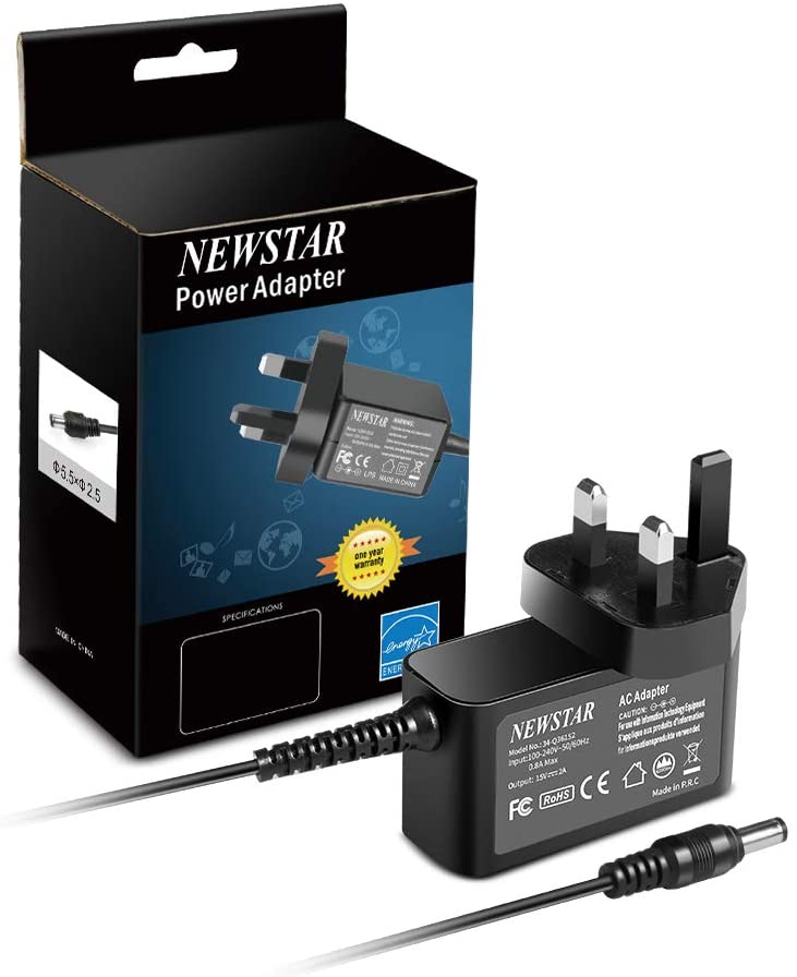 12v 1.a ac/dc power adaptor 3pin wall type high quality newstar brand with 1year warranty input:100-240v~50/60hz 0.8a max output:12v-1a - JS Bazar
